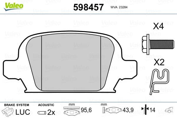 set placute frana,frana disc VALEO 598457