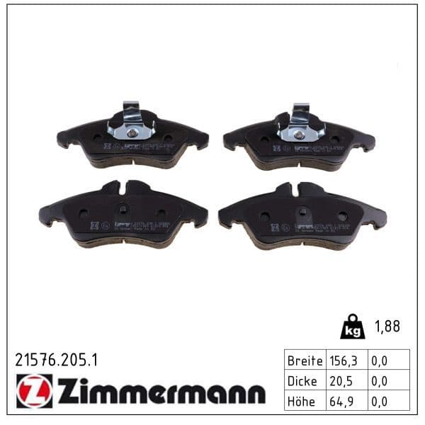 set placute frana,frana disc ZIMMERMANN 21576.205.1