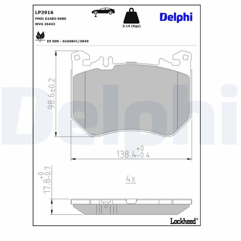 set placute frana,frana disc DELPHI LP3916
