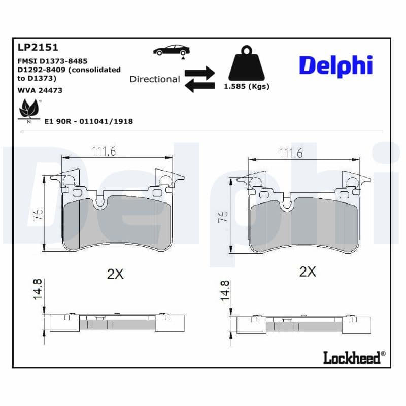 set placute frana,frana disc DELPHI LP2151