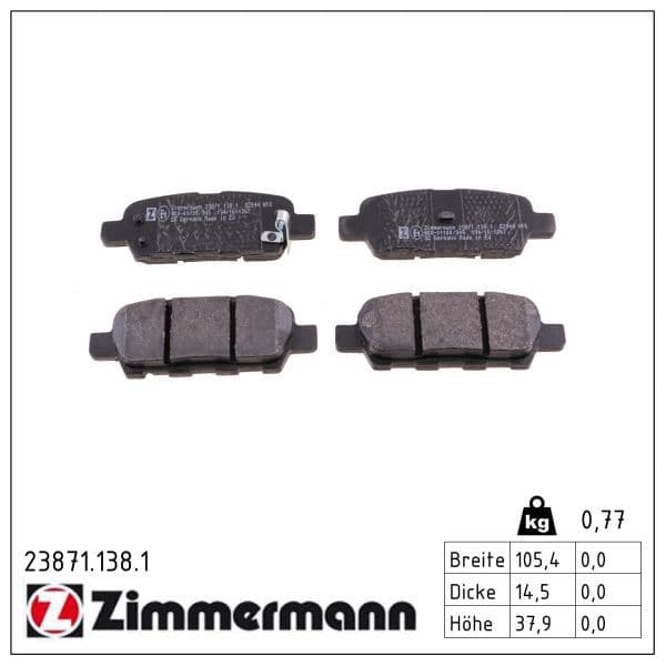 set placute frana,frana disc ZIMMERMANN 23871.138.1