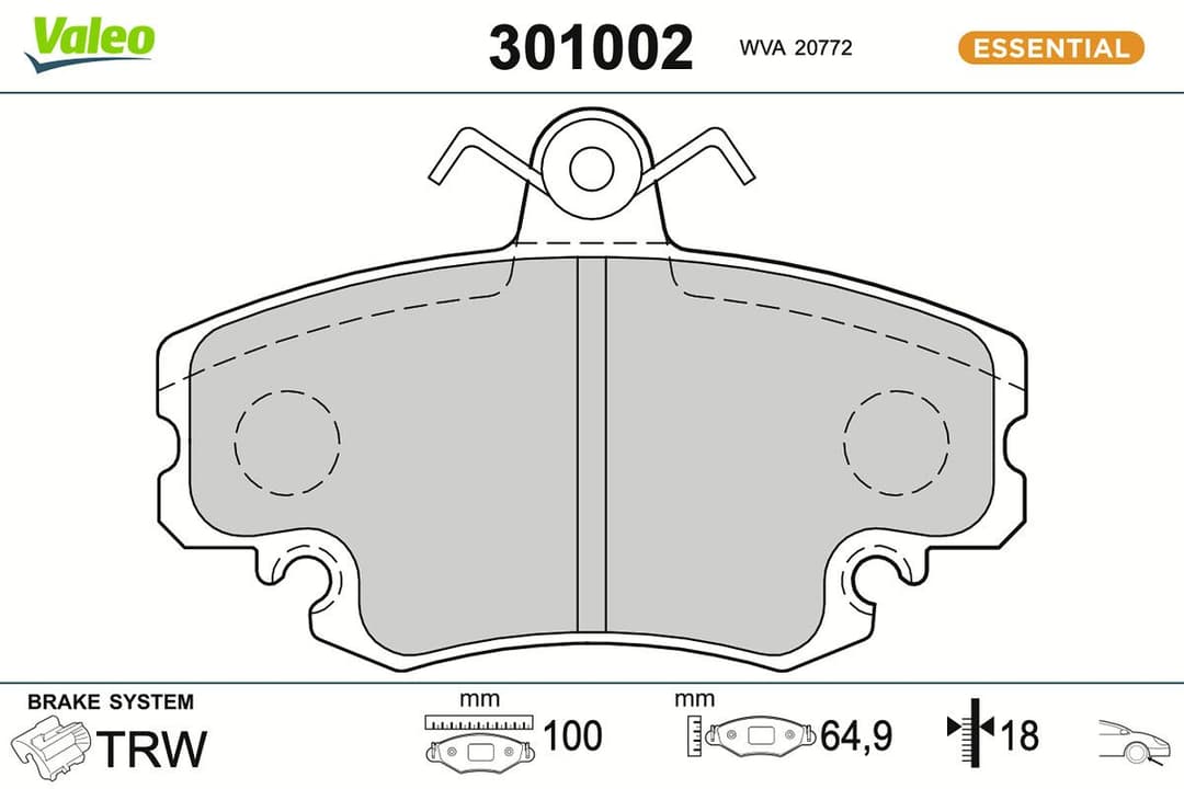 set placute frana,frana disc VALEO ESSENTIAL 301002