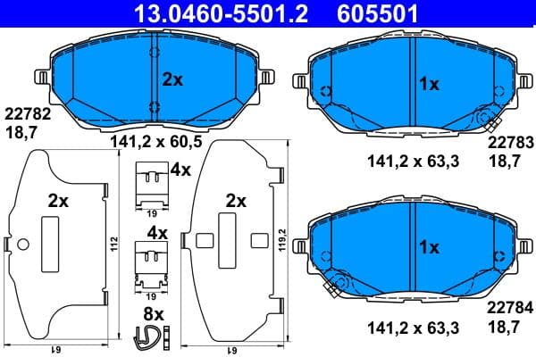 set placute frana,frana disc ATE 13.0460-5501.2
