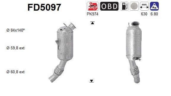 Filtru funingine/particule, sist.de esapament AS FD5097