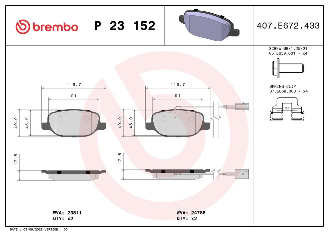 set placute frana,frana disc BREMBO PRIME LINE P 23 152