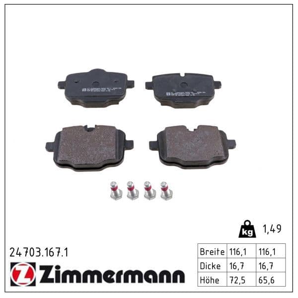 set placute frana,frana disc ZIMMERMANN 24703.167.1
