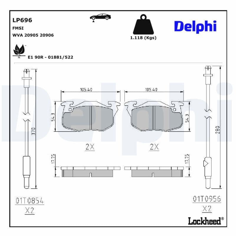 set placute frana,frana disc DELPHI LP696