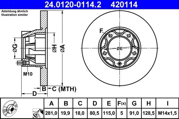 Disc frana ATE 24.0120-0114.2