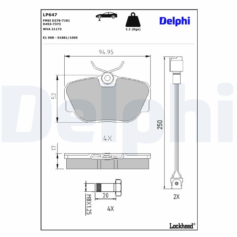 set placute frana,frana disc DELPHI LP647