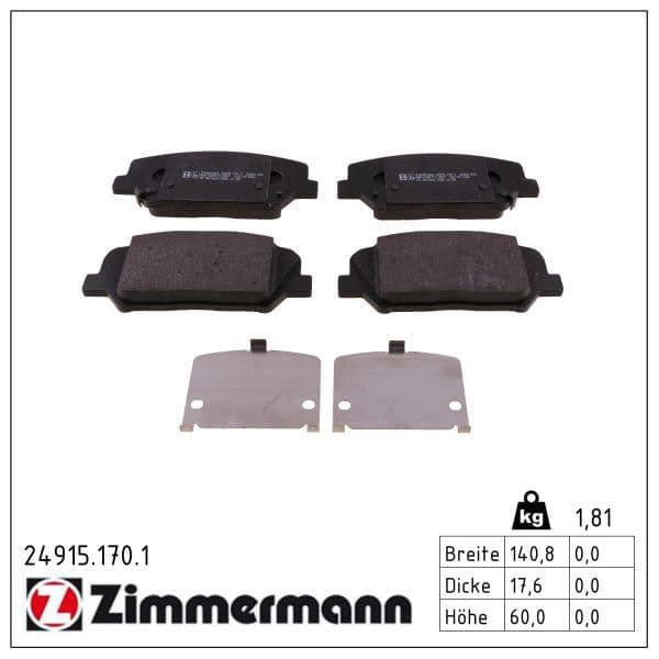set placute frana,frana disc ZIMMERMANN 24915.170.1