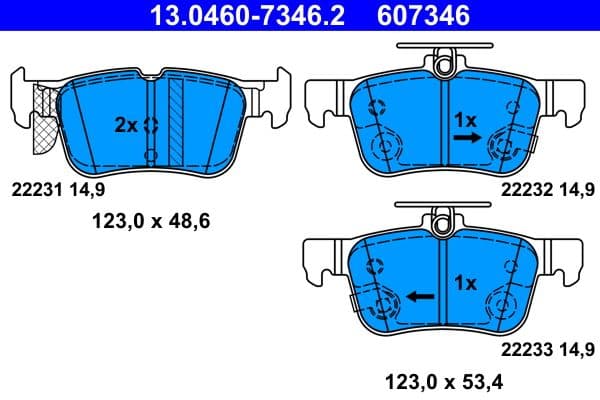 set placute frana,frana disc ATE 13.0460-7346.2