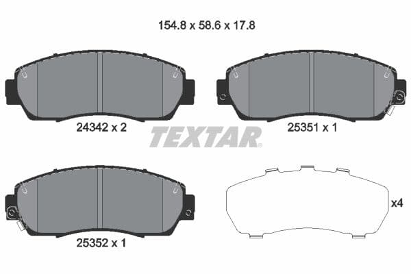 set placute frana,frana disc TEXTAR 2434201