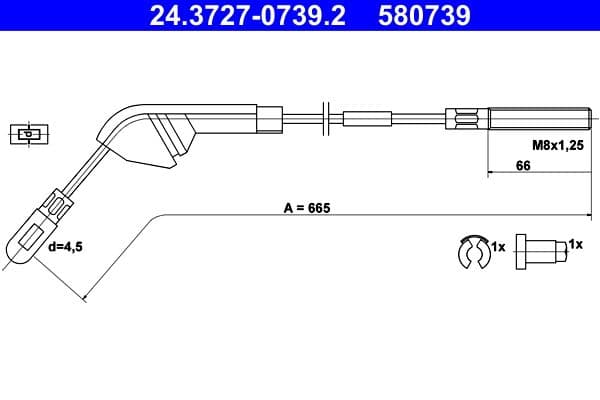 Cablu, frana de parcare ATE 24.3727-0739.2