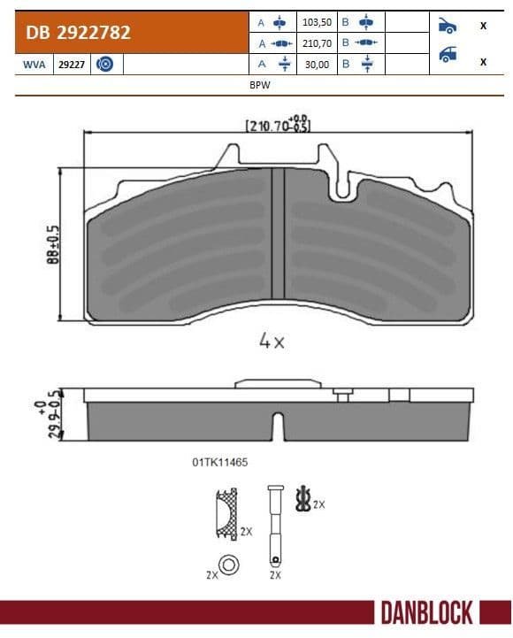 set placute frana,frana disc DANBLOCK DB 2922782