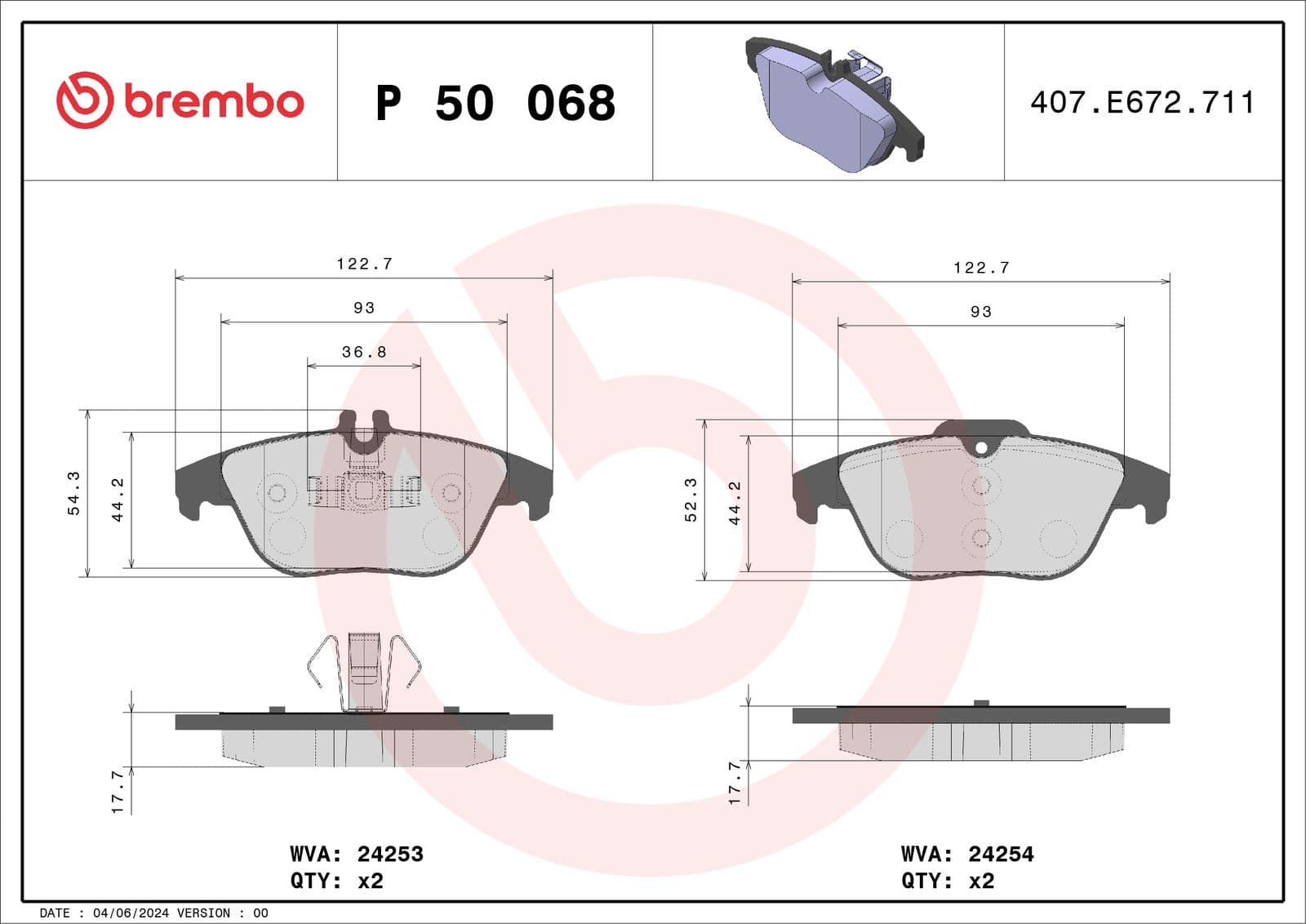 set placute frana,frana disc BREMBO PRIME LINE P 50 068