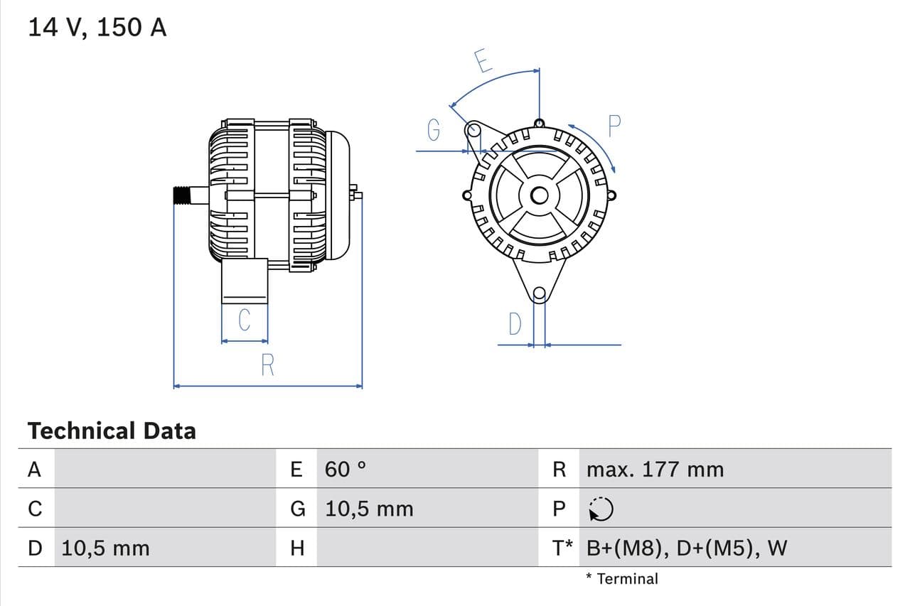 Generator / Alternator BOSCH 0 986 047 210