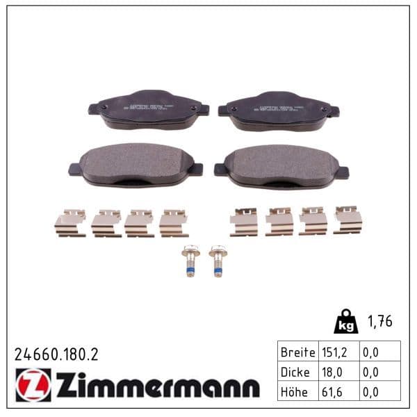 set placute frana,frana disc ZIMMERMANN 24660.180.2