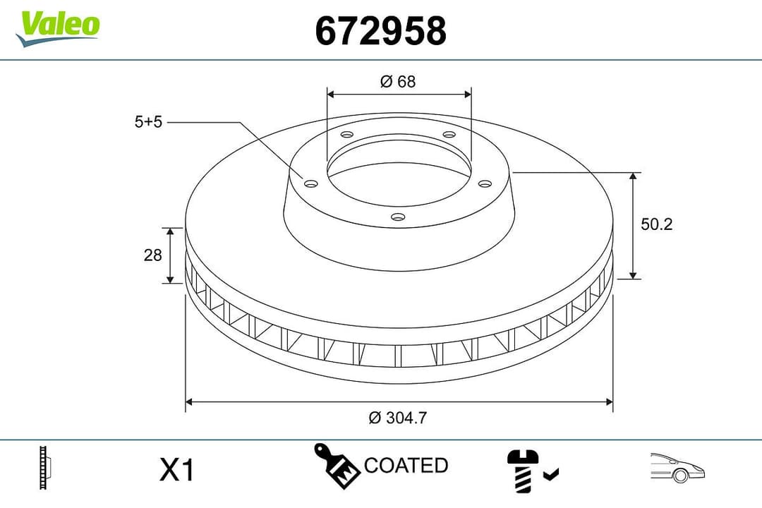 Disc frana VALEO COATED 672958