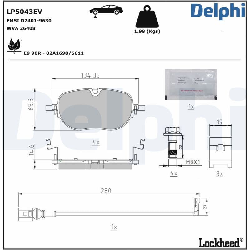 set placute frana,frana disc DELPHI LP5043EV