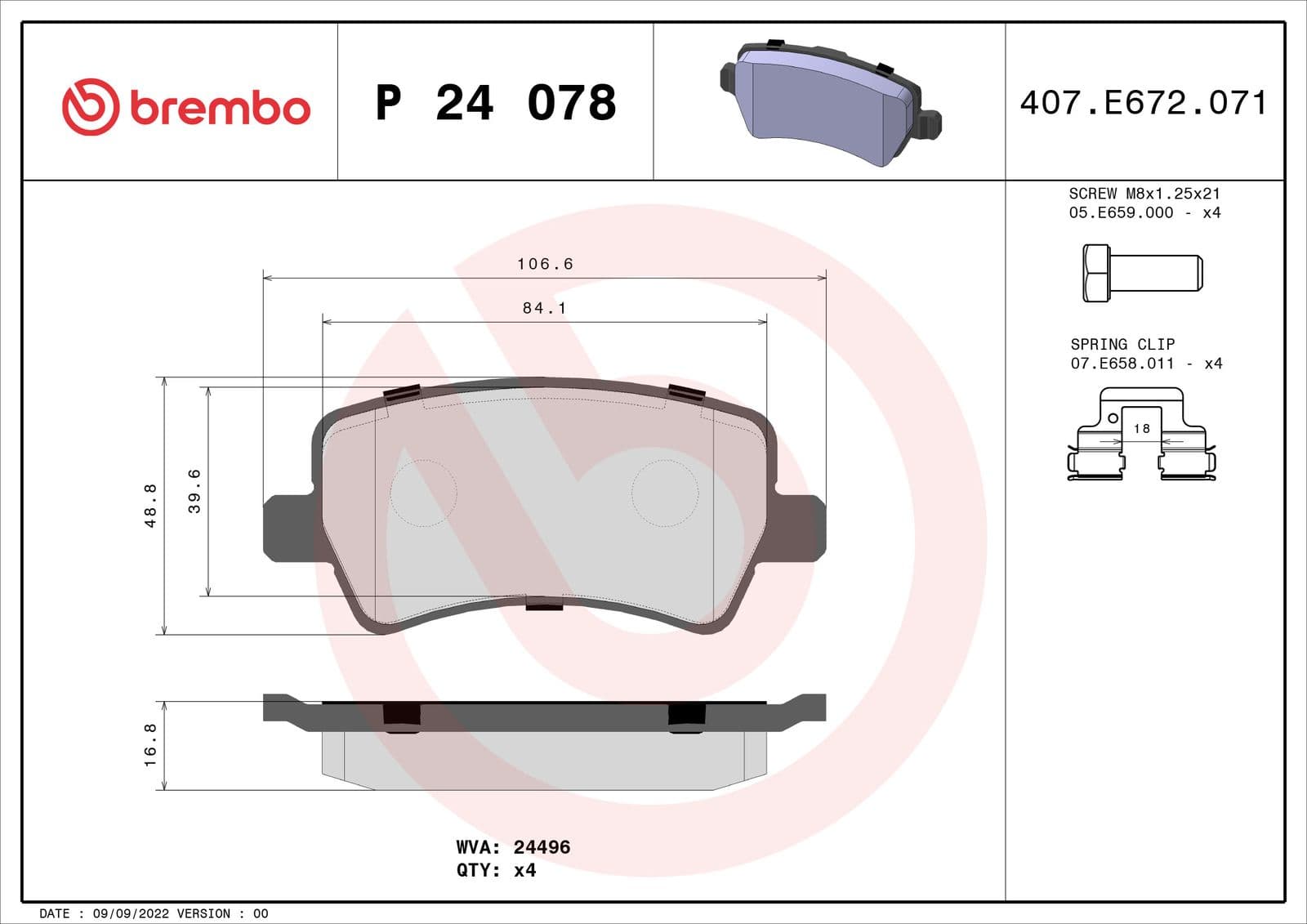 set placute frana,frana disc BREMBO PRIME LINE P 24 078