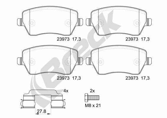 set placute frana,frana disc BRECK 23973 00 702 00