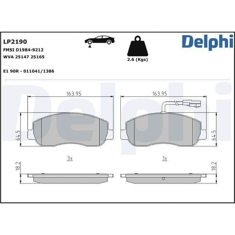 set placute frana,frana disc DELPHI LP2190