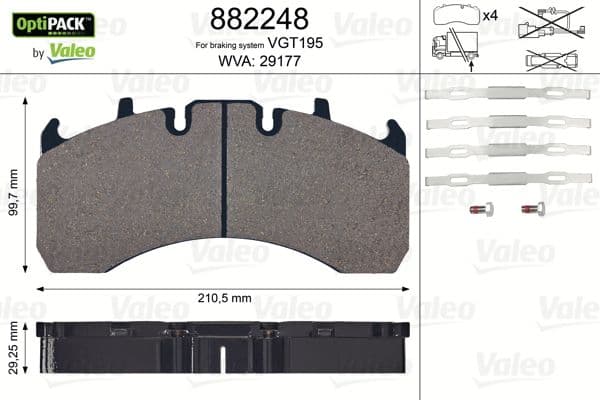 set placute frana,frana disc VALEO OPTIPACK 882248