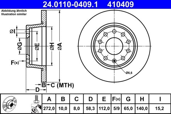 Disc frana ATE 24.0110-0409.1