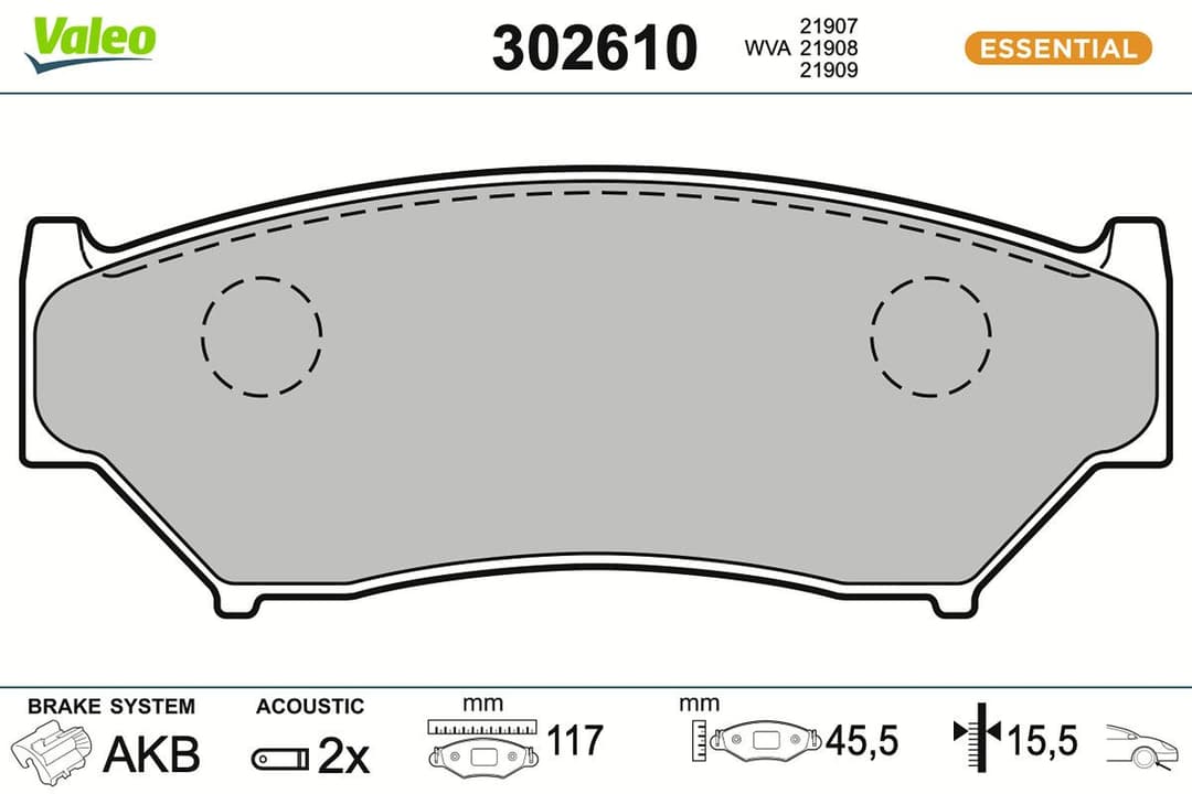 set placute frana,frana disc VALEO ESSENTIAL 302610