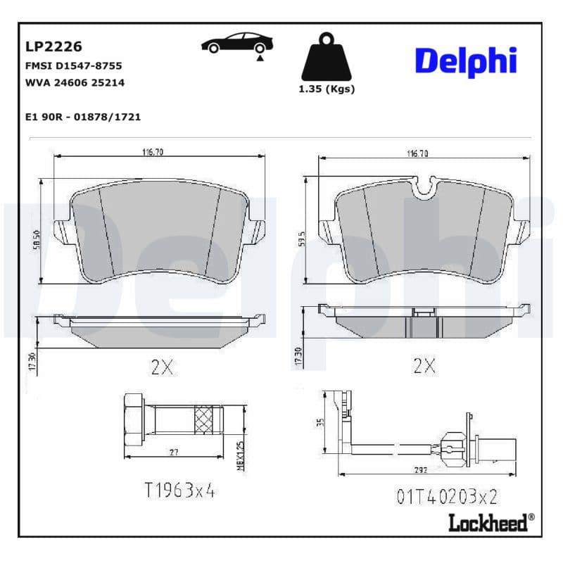 set placute frana,frana disc DELPHI LP2226