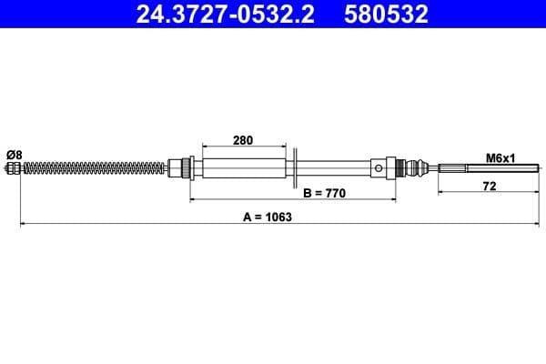 Cablu, frana de parcare ATE 24.3727-0532.2