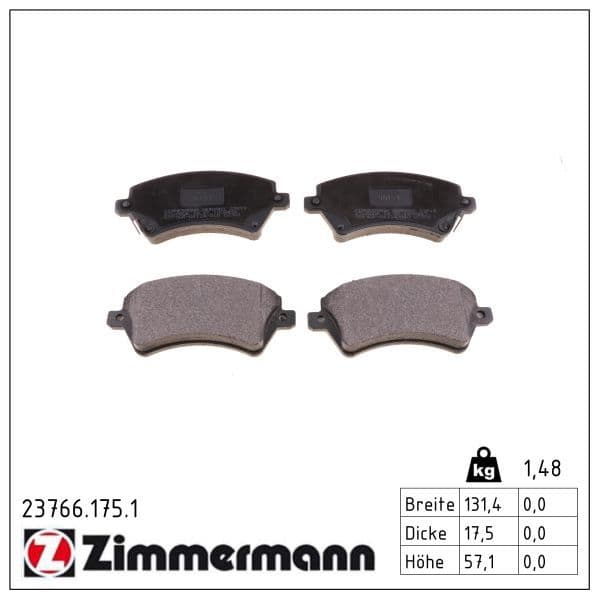 set placute frana,frana disc ZIMMERMANN 23766.175.1