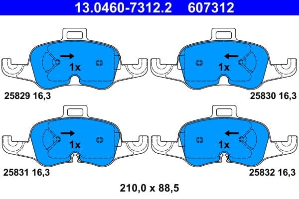 set placute frana,frana disc ATE 13.0460-7312.2