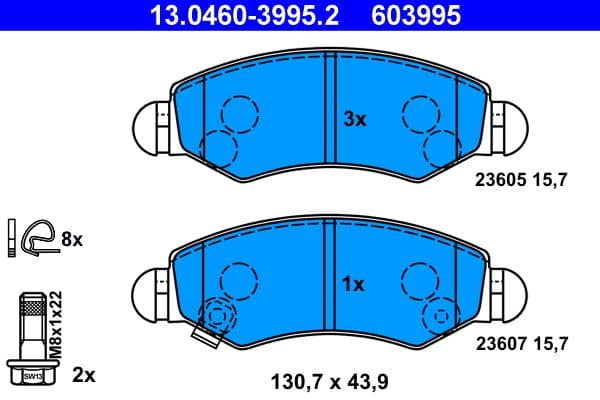 set placute frana,frana disc ATE 13.0460-3995.2