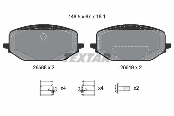 set placute frana,frana disc TEXTAR Q+ 2658801
