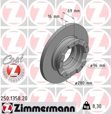 Disc frana ZIMMERMANN 250.1358.20