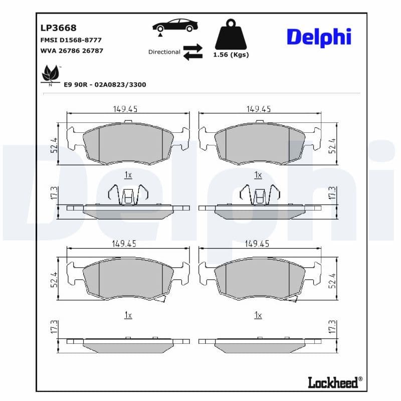set placute frana,frana disc DELPHI LP3668
