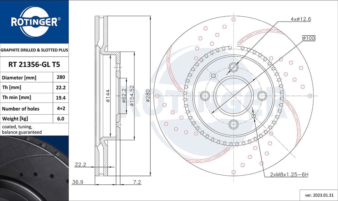 Disc frana ROTINGER RT 21356-GL T5