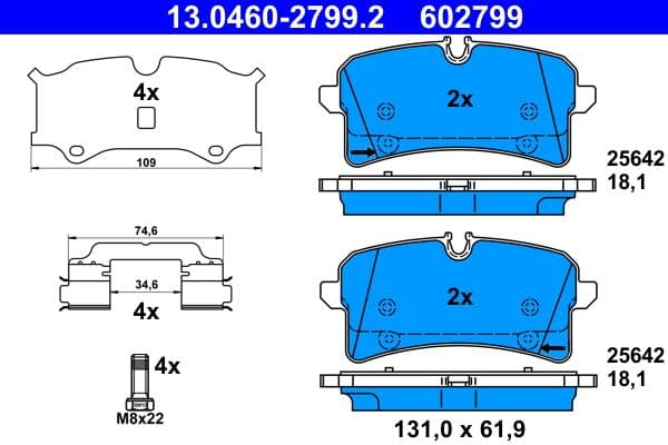 set placute frana,frana disc ATE 13.0460-2799.2