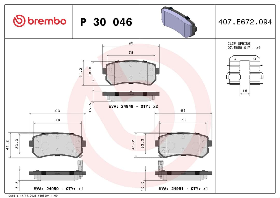 set placute frana,frana disc BREMBO PRIME LINE P 30 046