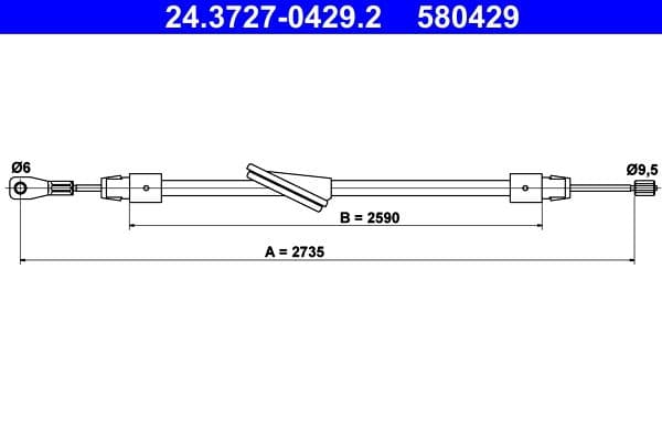 Cablu, frana de parcare ATE 24.3727-0429.2