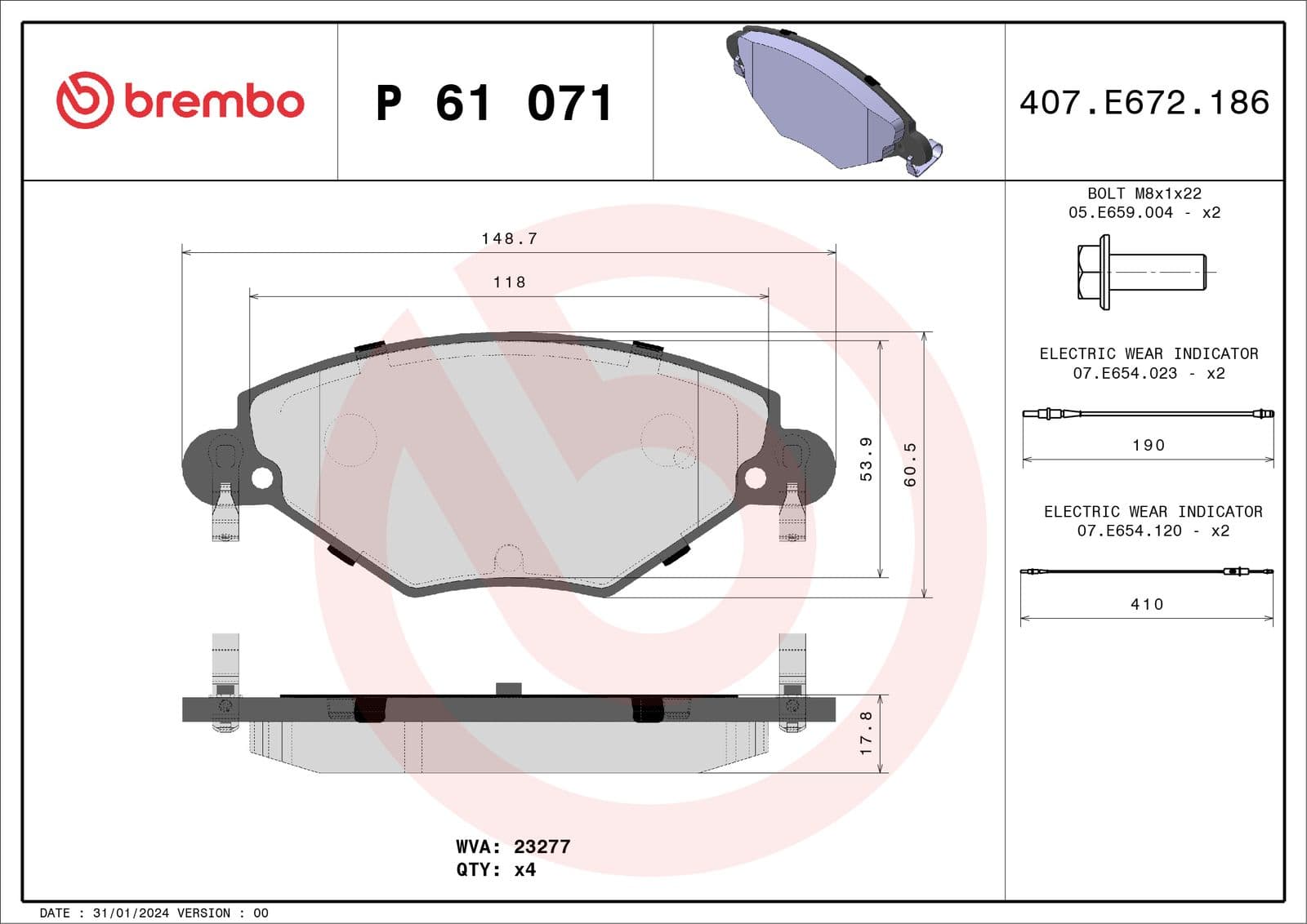 set placute frana,frana disc BREMBO PRIME LINE P 61 071