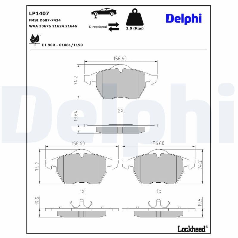 set placute frana,frana disc DELPHI LP1407