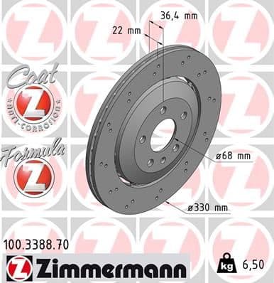 Disc frana ZIMMERMANN FORMULA Z 100.3388.70