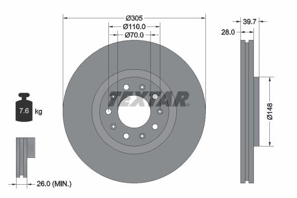 Disc frana TEXTAR PRO 92220803