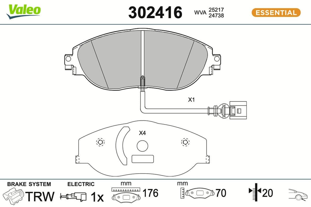 set placute frana,frana disc VALEO ESSENTIAL 302416