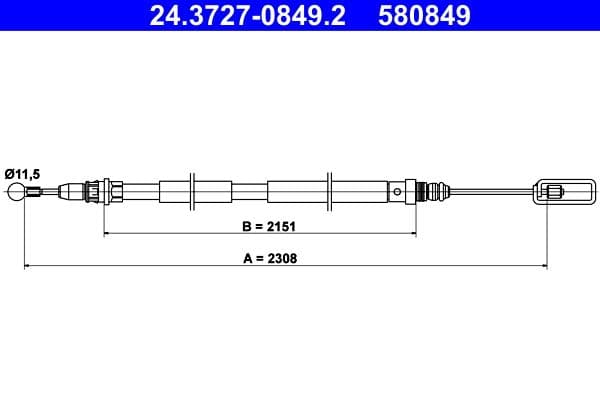 Cablu, frana de parcare ATE 24.3727-0849.2