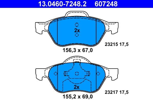 set placute frana,frana disc ATE 13.0460-7248.2