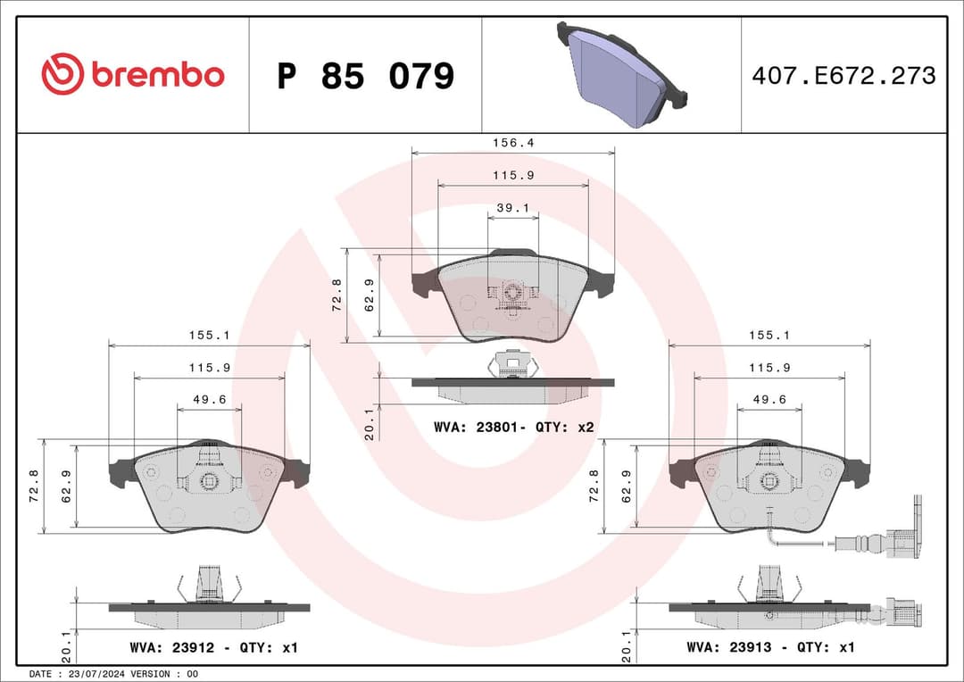 set placute frana,frana disc BREMBO PRIME LINE P 85 079