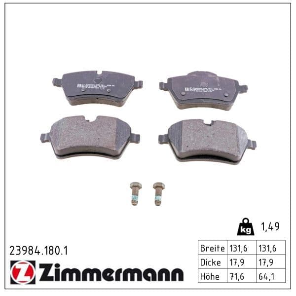set placute frana,frana disc ZIMMERMANN 23984.180.1